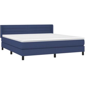 vidaXL Cama Box Spring Con Colch&oacute;n Tela Azul 180x200 Cm Vidaxl