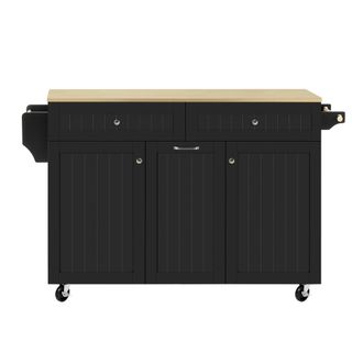 STILVORA Isla De Cocina Con 2 Cajones, Encimera Abatible, Ruedas, Toallero Y Estantes, Cocina 140x40-70x92 Cm