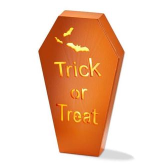 Tag Trick or Treat Coffin LED Decor - Halloween Indoor Sculpture in Orange at Nordstrom