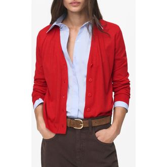 Mango V-Neck Knit Cardigan in Dark Orange at Nordstrom Rack, Size Medium