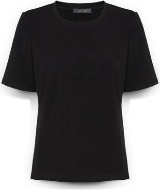 Elena Miro Cotton t-shirt met Monogram-logo - Dames - T-shirts - Zwart - S - Katoen - Tops