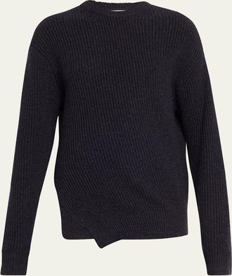 Michael Kors Cashmere Bias-Hem Crewneck Sweater