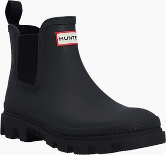Hunter Downpour Rubber Black Wellington Boots - Size: UK 7 / eu 40/41 / us 9