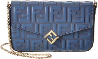 Fendi Fendi Ff Diamonds Leather Wallet On Chain