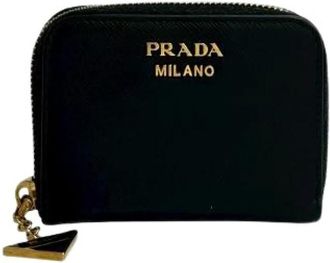 Prada Pre-owned Wallets, male, Black, Size: ONE SIZE Pre-owned Saffiano Leather Coin Case
