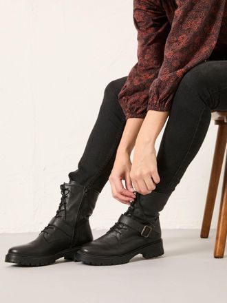 Fat Face FatFace Black Lace Up Buckle Boot