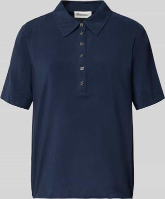 MY ESSENTIAL WARDROBE Relaxed Fit Poloshirt aus Viskose-Mix Modell Mindy in Marine, Gr&ouml;&szlig;e 34