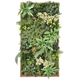 Vente-Unique Vente-unique - Pannello vegetale sintetico h. 55 x l. 106 cm Cornice Naturale, fogliame Verde - woodil