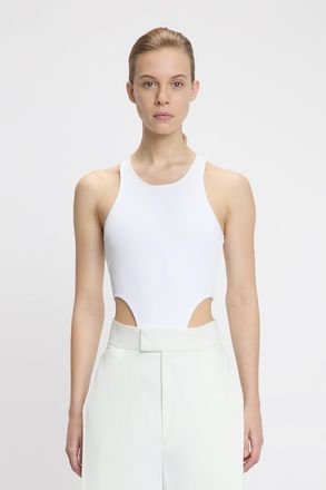 Victoria Beckham High Leg Bodysuit In White XS