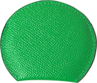 Dolce & Gabbana Womens Green Calfskin Leather Round Logo Hand Mirror Holder Black And Accessory