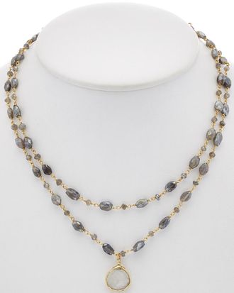 Rachel Reinhardt Jewelry 14K Over Silver Labradorite & Moonstone Layered Necklace
