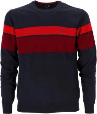 Harmont & Blaine Blauwe Trui met Horizontale Strepen - Heren - Sweatshirts - Blauw - S - Katoen - Hoodies & sweatvesten