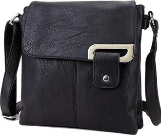 The Accessory Co. Womens Cross Body Bag Messenger Multi Compartment Large Over Shoulder Satchel Handbag Long Strap (2: Black)