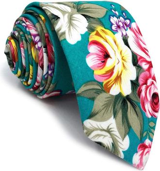 Shlax & Wing Cotton Ties for Men Skinny Necktie Printed Floral