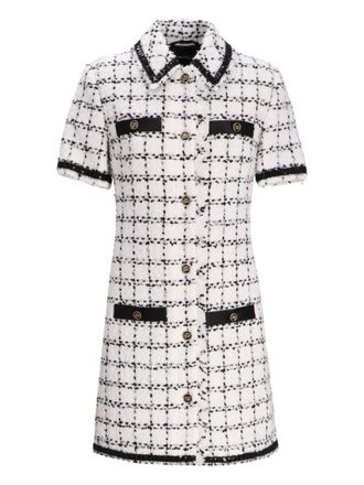 Karl Lagerfeld tweed check short-sleeve mini dress - women - Polyester - 42 - White