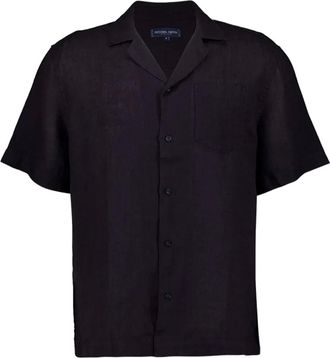 Frescobol Carioca Camicia Angelo in lino - Nero