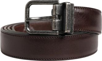 Dolce & Gabbana Classic Leather Metal Buckle Belt - Heren - Riemen - Bruin - ONE Size - Leer - Accessoires