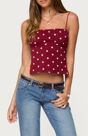 Edikted Jinx Print Open Back Top in Burgundy-And-Cream at Nordstrom, Size X-Large