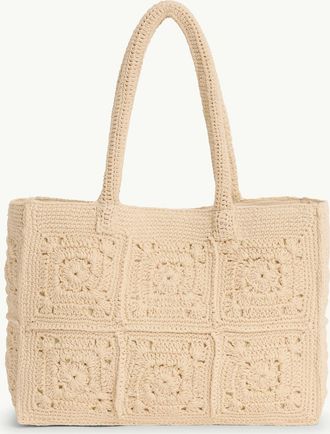Nobody's Child Cream Crochet Square Tote