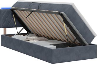 vidaXL Cama De Almacenamiento Led Con Colch&oacute;n Gris Oscuro 100 X 200 Cm Vidaxl