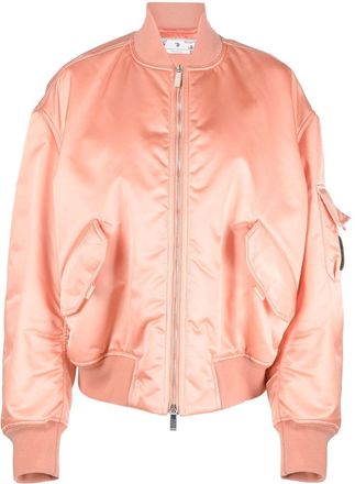 Off-white Laundry logo-patch bomber jacket - women - Cupro/Polyamide/Viscose/Polyester - 40 - Orange