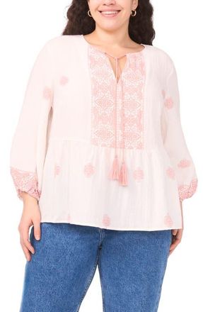 Vince Camuto Tassel Tie Peasant Top in Rose Hip at Nordstrom, Size 3 X