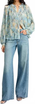 Veronica Beard Fennel Pleated Blouse In Powder Blue Multi