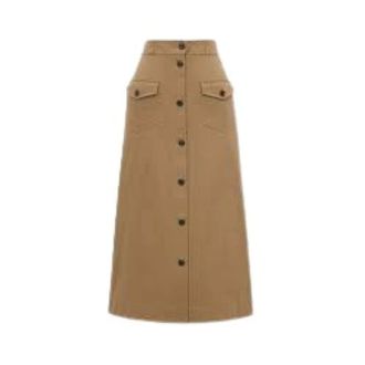 Saint Laurent Rokken, Dames, Bruin, S, Katoen, Midi Rok in Katoenen Serge