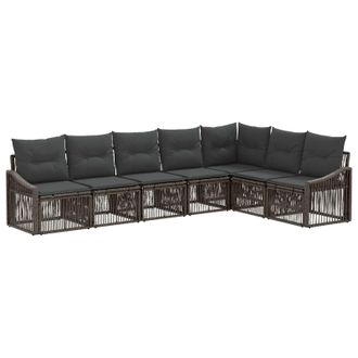 vidaXL Conjunto De Sof&aacute;s De Jard&iacute;n 7 Pcs Gris Rat&aacute;n Sint&eacute;tico Vidaxl