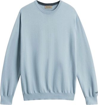 Woolrich Round-neck Knitwear, male, Blue, S, Blue Crewneck Cotton Jumper