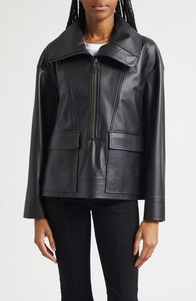 Veronica Beard Brian Faux Leather Popover Jacket in Black at Nordstrom, Size X-Large