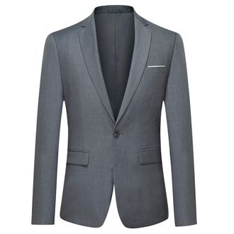 AlltheMen Donkergrijze casual blazer, slim-fit zakelijke blazer