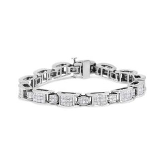 House of Brilliance 14K White Gold 5.0 Cttw Diamond D Shaped Links Tennis Bracelet at Nordstrom