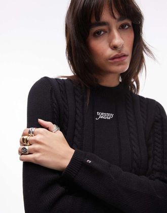 Tommy Jeans Maglione lavorato a trecce nero