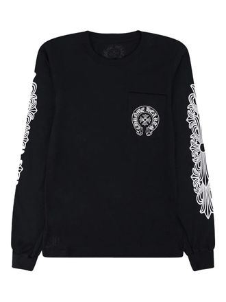Chrome Hearts T-shirt met logo en lange mouwen - Zwart