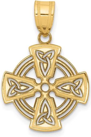 Diamond2Deal 14k Yellow Gold Laser-Cut Celtic Cross Charm Pendant