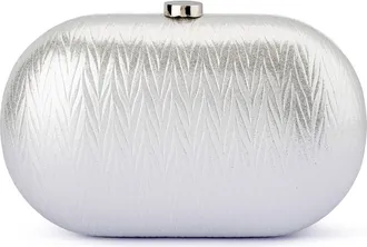 Olga Berg Izza Oval Frame Clutch in Silver at Nordstrom