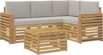 vidaXL Conjunto De Sof&aacute;s De Exterior 5 Uds. Blanco Y Gris Claro Vidaxl