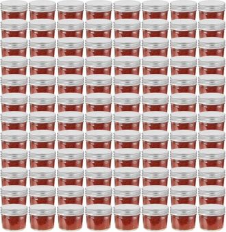 vidaXL Vidaxl - Tarros De Mermelada De Vidrio Tapa Plateada 96 Unidades 110 Ml
