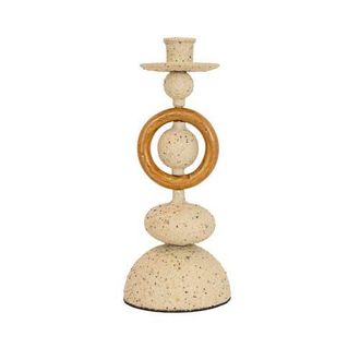 Foreside Home And Garden Textured Metal Stack Taper Holder Tan in Beige at Nordstrom