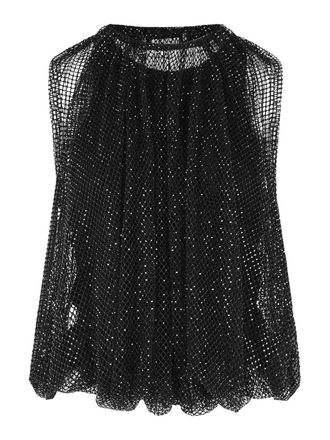 Sportmax Nodo Mesh Top With Black Crystals