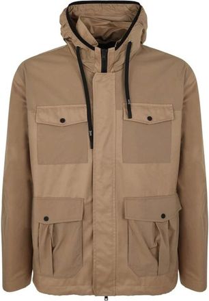 Herno Jassen, Heren, Bruin, XL, Katoen, Cargo Katoenen Jas