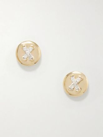 Stone and Strand Orecchini In Oro 14 Carati Con Diamanti Button