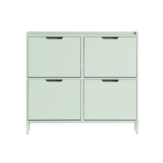 SoBuy Zapatero estrecho con 4 solapas 100 x 19 x 90 cm verde