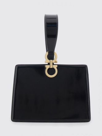 Ferragamo Mini borsa a mano in pelle di vitello spazzolata con logo Gancini