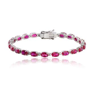 MAX + STONE 925 Sterling Silver 6x4mm Oval Cut Gemstone Tennis Birthstones Bracelet