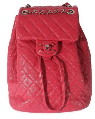Chanel Pink Quilted Lambskin Medium Covered Cc Drawstring Backpack (Authentic Pre-Loved)