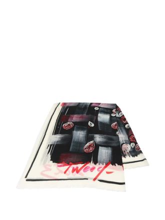 Chanel 1986-1988 abstract-print cashmere shawl - Black