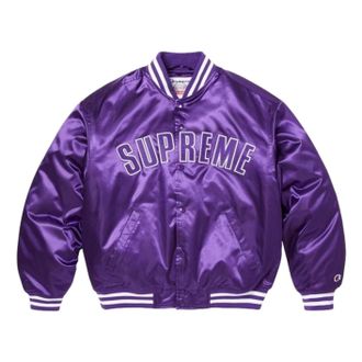 SUPREME x Champion SS26 Satin Varsity Jacket Purple SUP-SS26-170-PUR