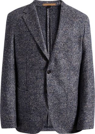 BOSS Jeff Regular Fit Check Virgin Wool, Silk & Cashmere Sport Coat in Open Blue at Nordstrom, Size 44 Regular